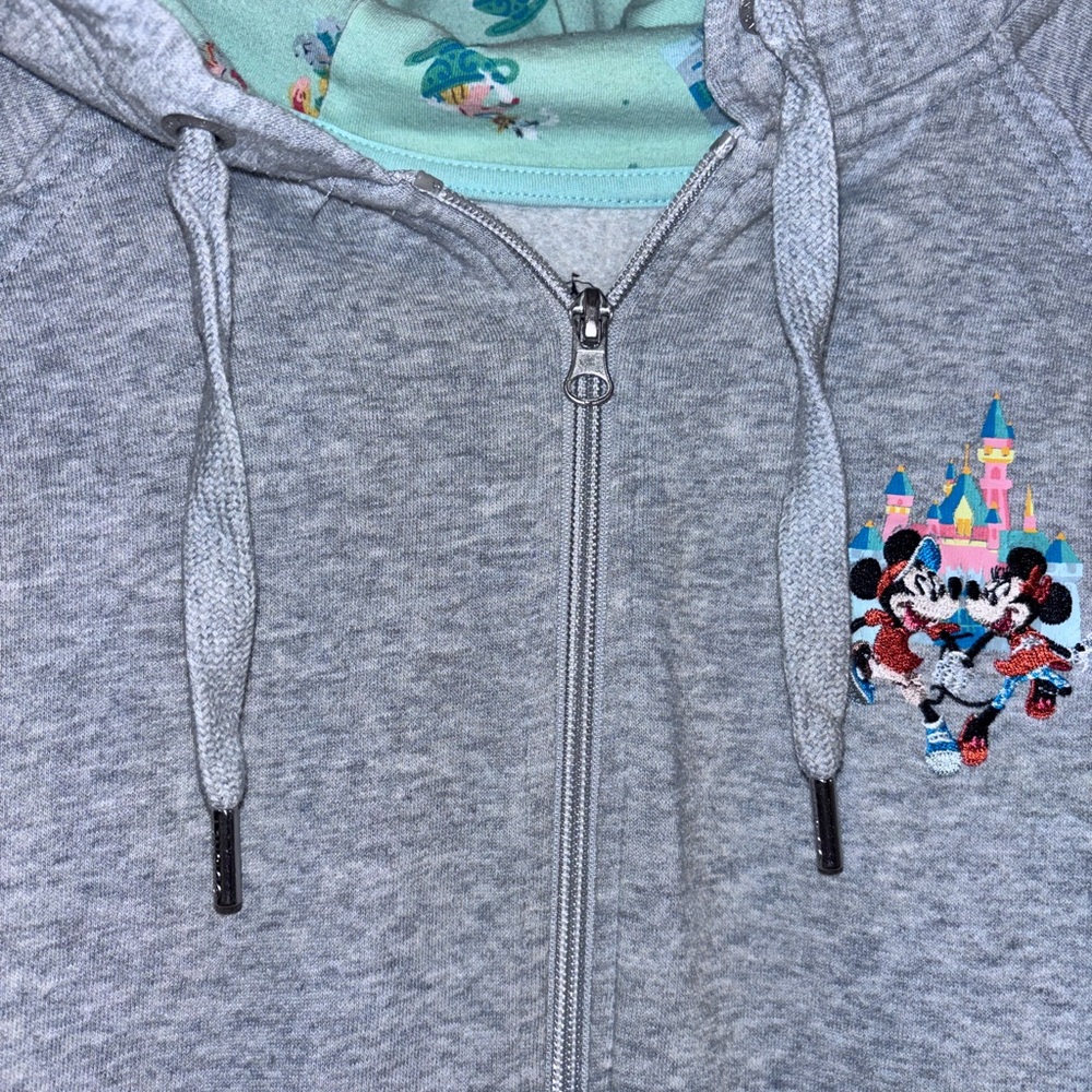 Disney Hoodie Gray Full Zip Disneyland Play In The Park Mickey Minnie Jacket 1X - Picture 4 of 7